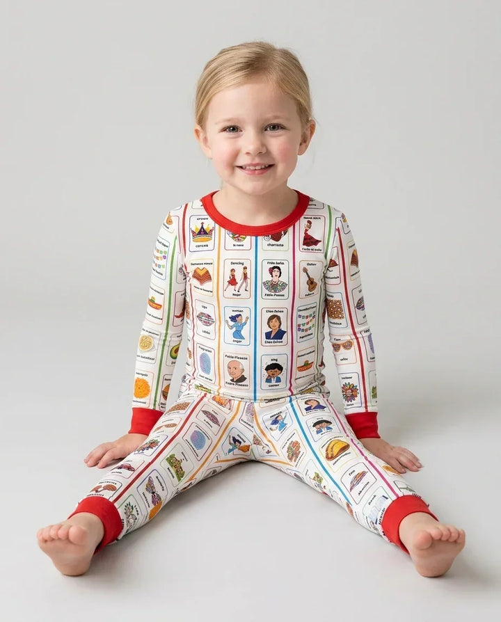 Zweiteiliges Langarm-Pyjama-Set mit Sommerfrüchten