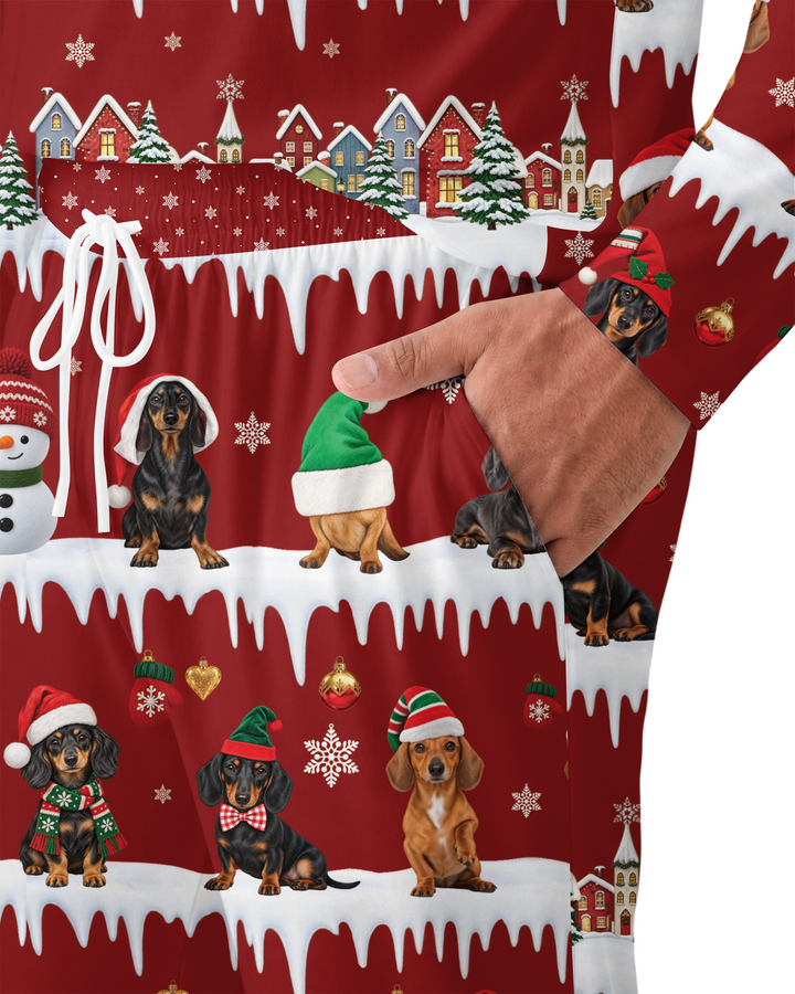 Dachshund Through The Snow Bamboo Men's Pajama Set