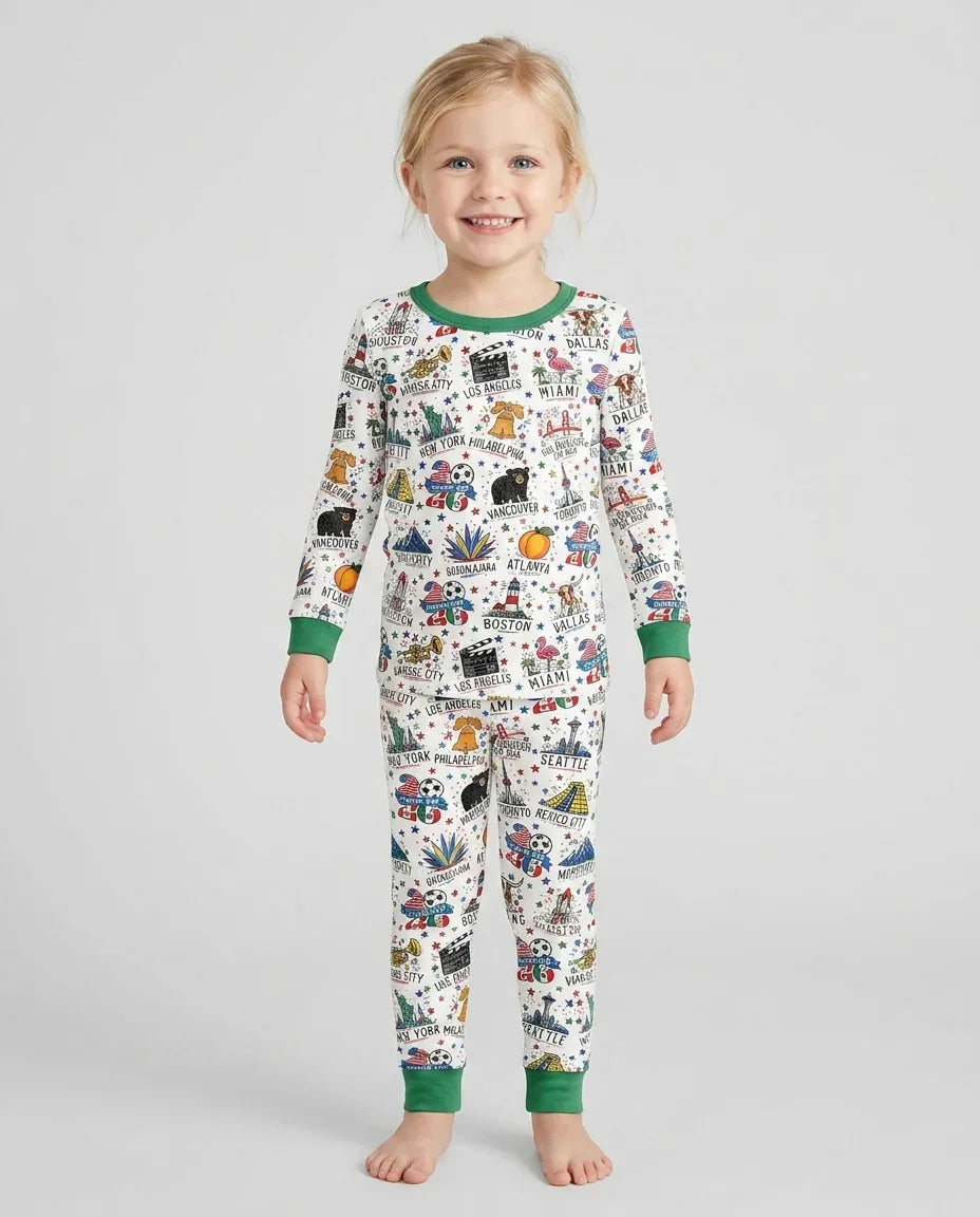 Zweiteiliges Langarm-Pyjama-Set mit Sommerfrüchten