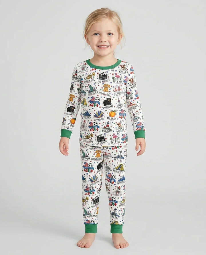 Zweiteiliges Langarm-Pyjama-Set mit Sommerfrüchten