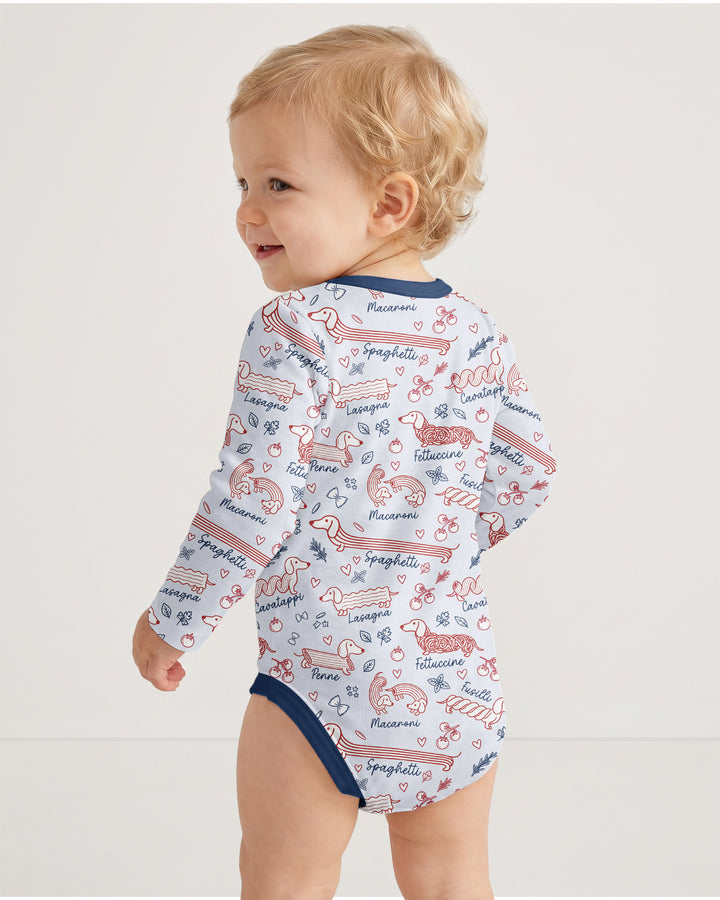 Funny Dachshund Pasta Pups Bamboo Bodysuit