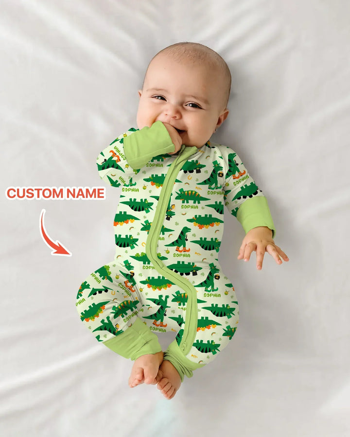 St. Patrick's Day Dinosaurs Custom Bamboo Convertible Zippy