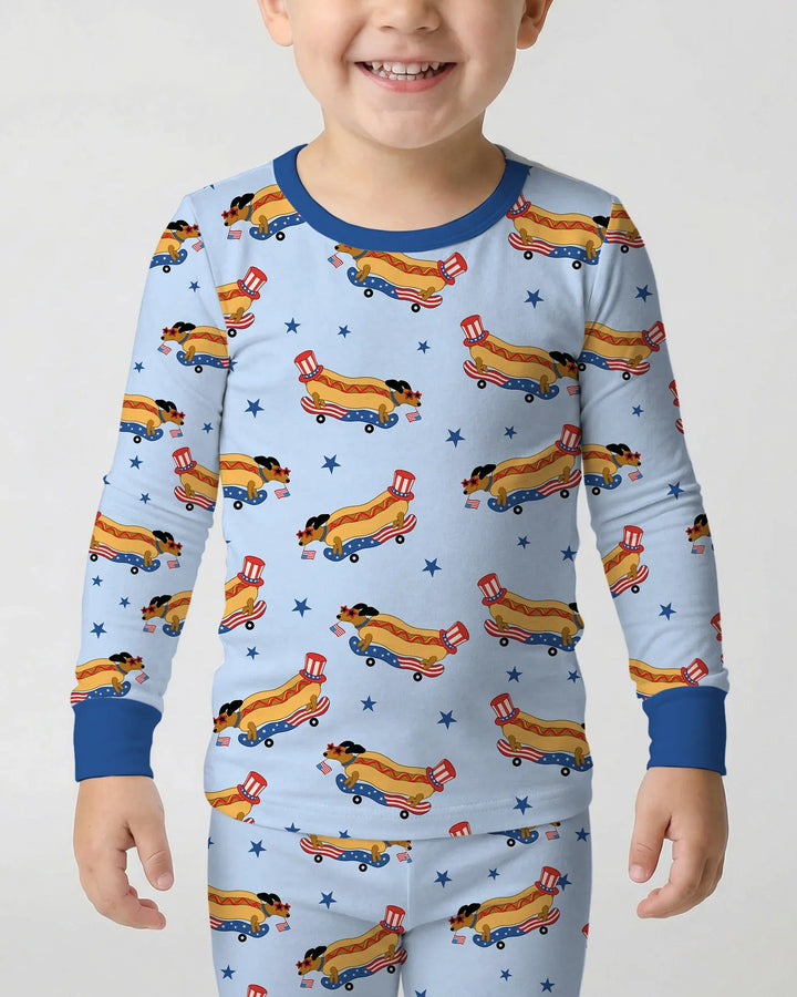 Zweiteiliges Langarm-Pyjama-Set mit Sommerfrüchten
