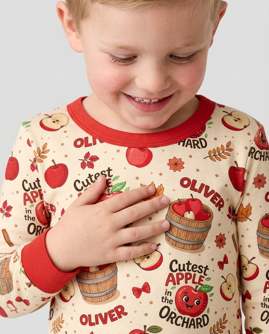 Cutest Apple In The Orchard Bamboo Two Piece Long Sleeve Pajama Set