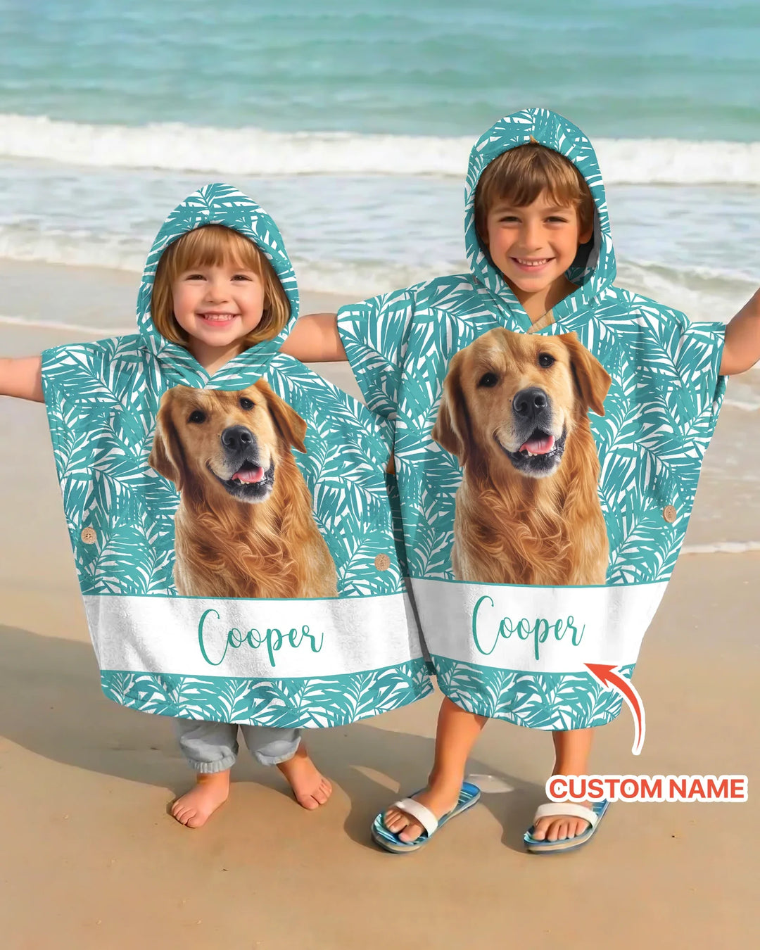 Custom Photo Print Dog Bamboo Swim Poncho