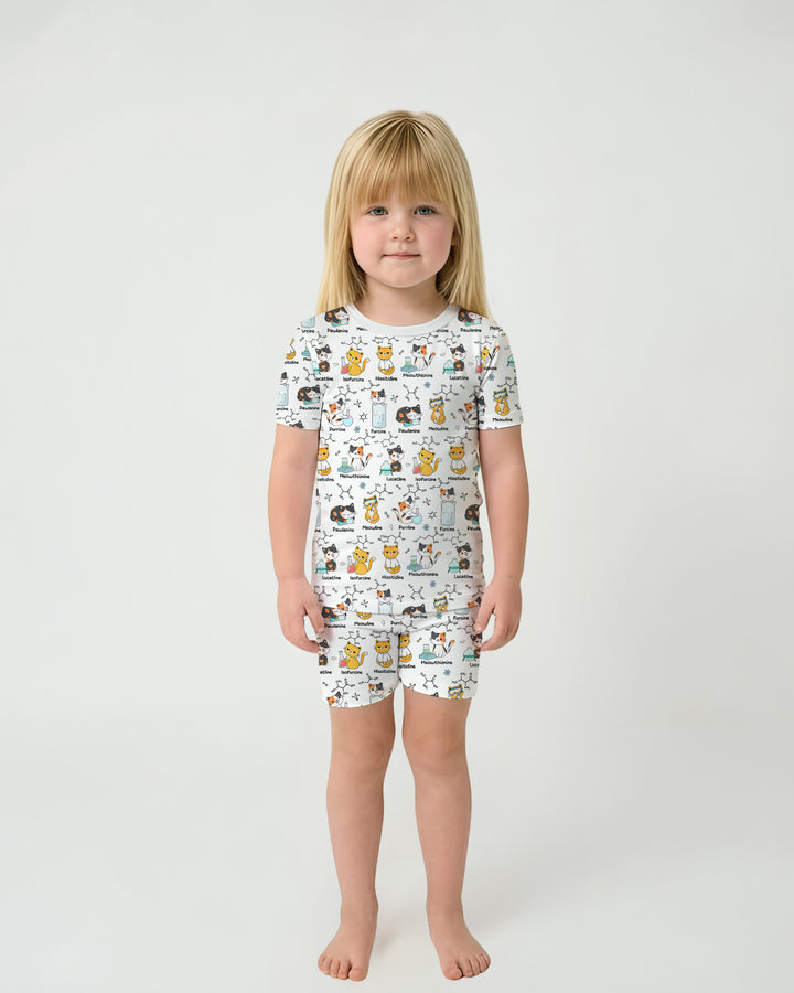 Biochemistry Cat Bamboo Two Piece Short Sleeve Shorts Pajama Set