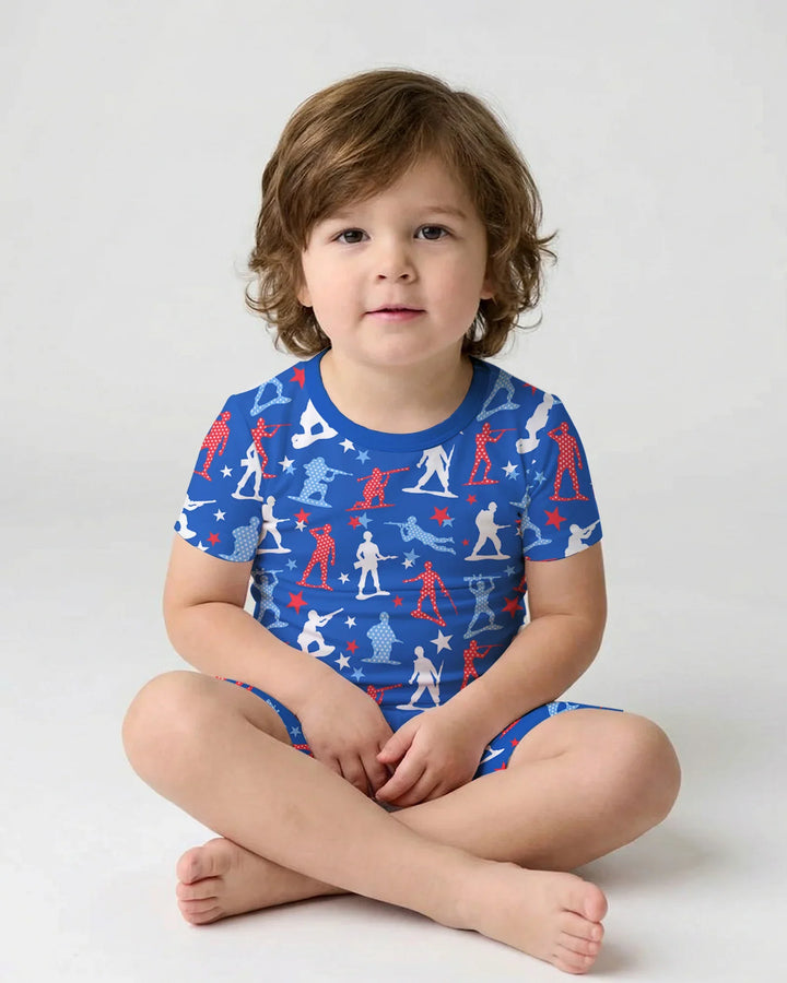Template Zweiteiliges Pyjama-Set mit kurzen Ärmeln und Shorts