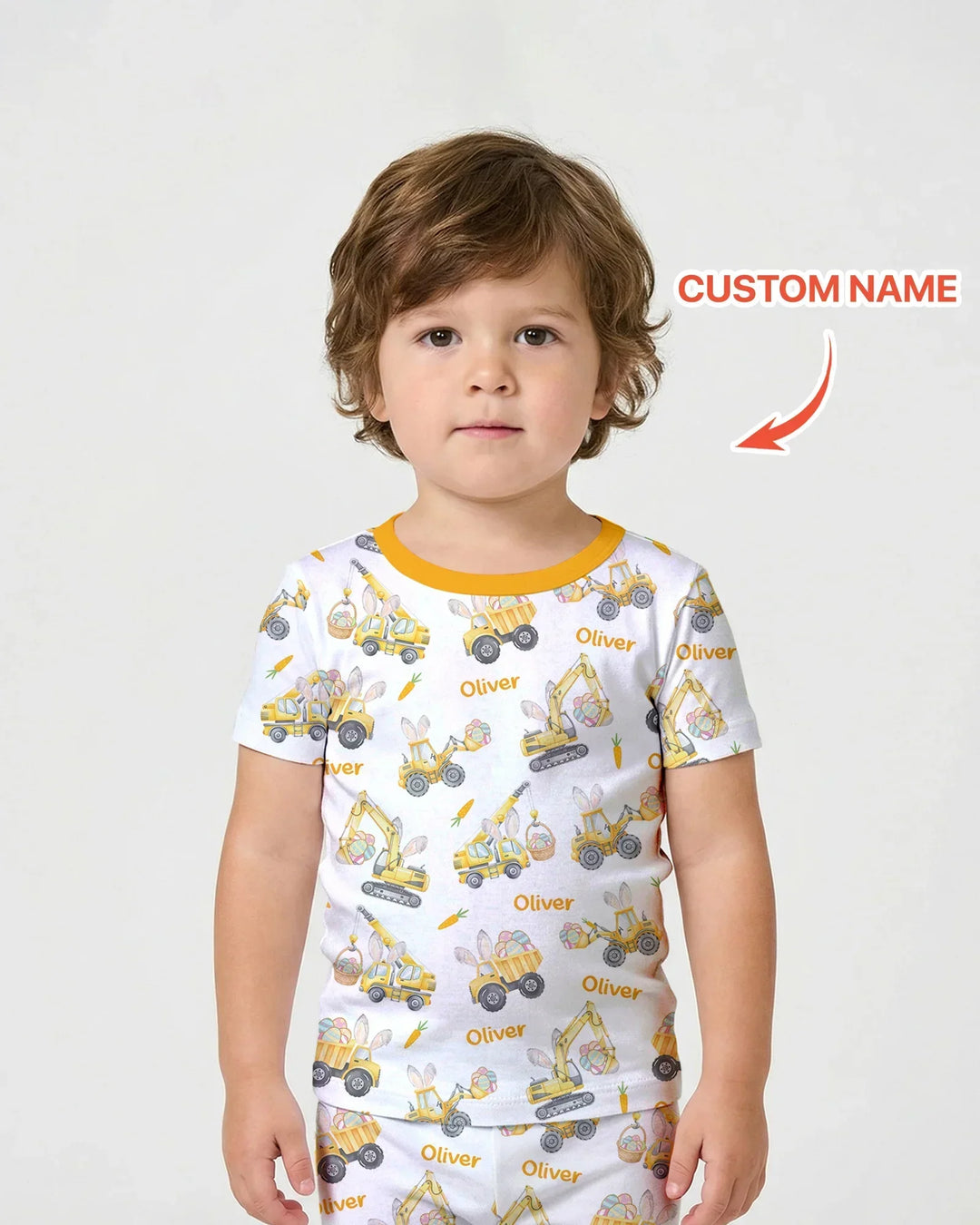Eggs-cavator Construction Bamboo Two Piece Short Sleeve Shorts Pajama Set