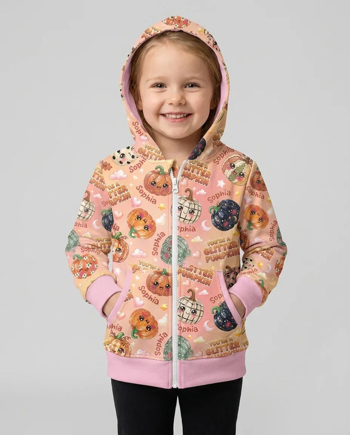 Custom Name You're A Glitter Pumpkin Bamboo Zip Hoodie