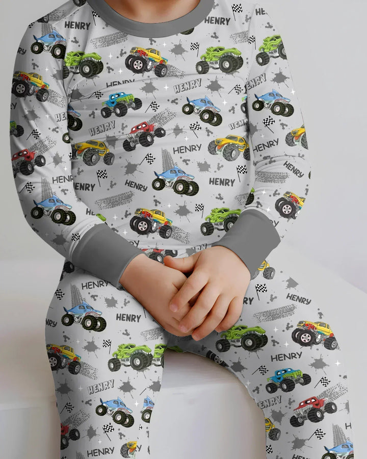 Zweiteiliges Langarm-Pyjama-Set mit Sommerfrüchten