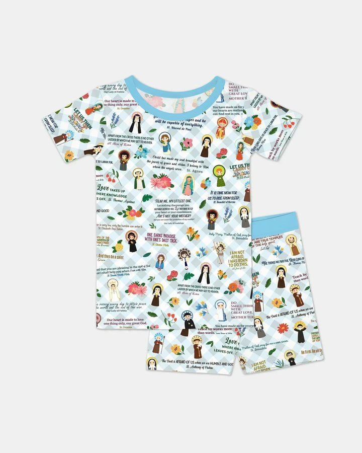 Catholic Saint Quotes Bamboo Two Piece Short Sleeve Shorts Pajama Set