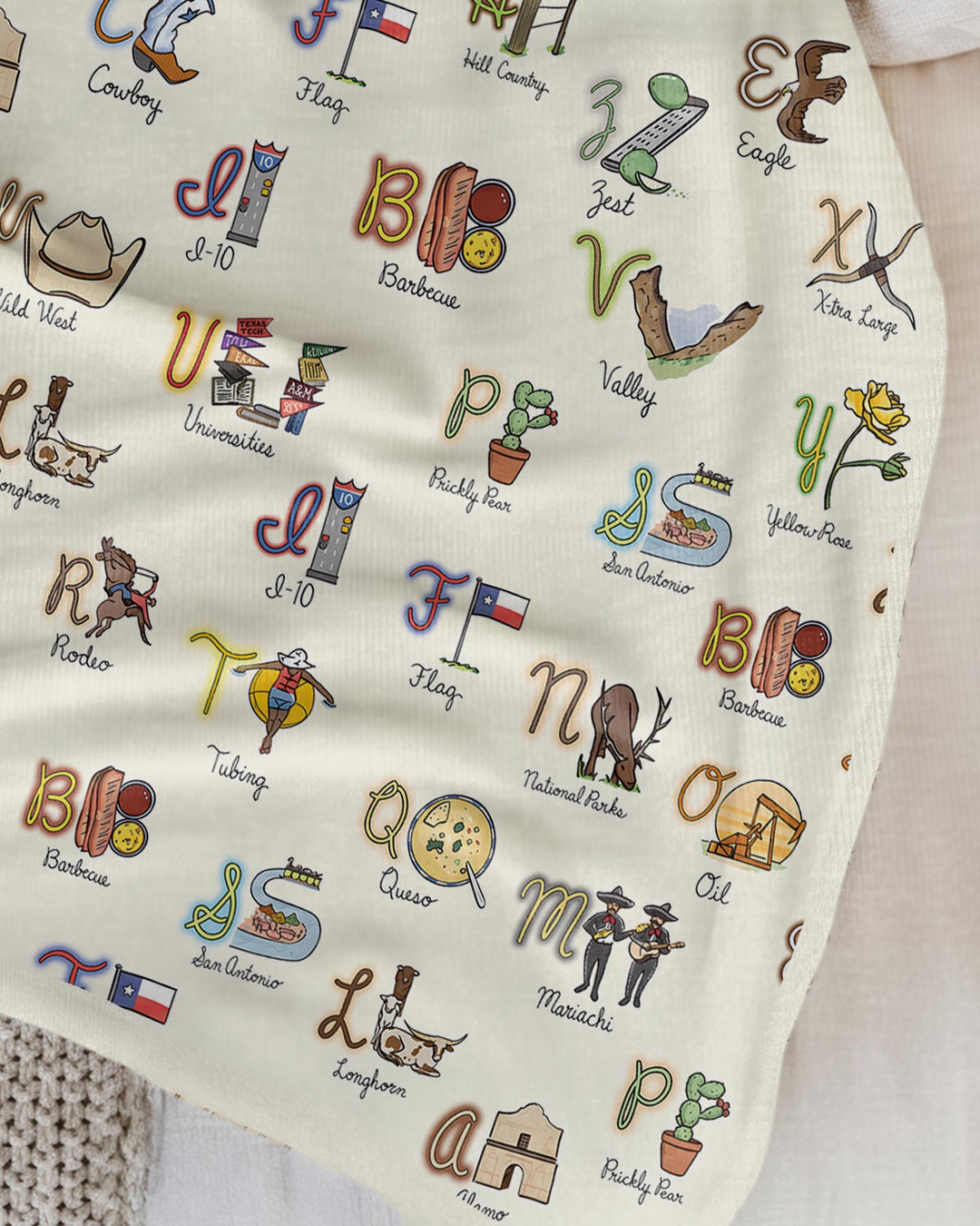 Texas Alphabet Bamboo Blanket