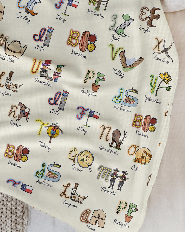 Texas Alphabet Bamboo Blanket