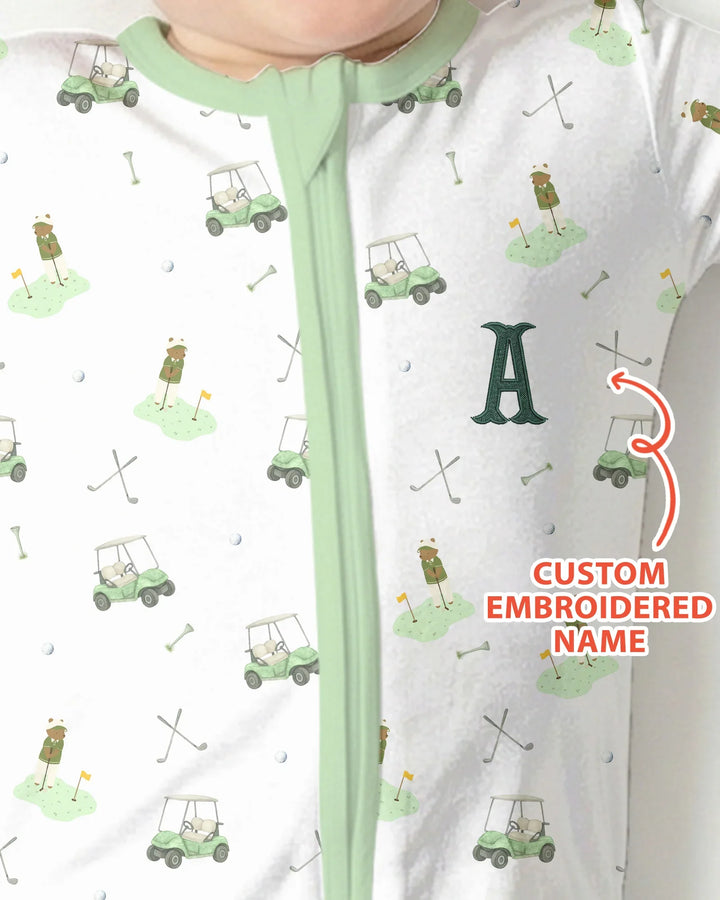 Custom Embroidered Name Monogram Letter Golf Bamboo Convertible Zippy