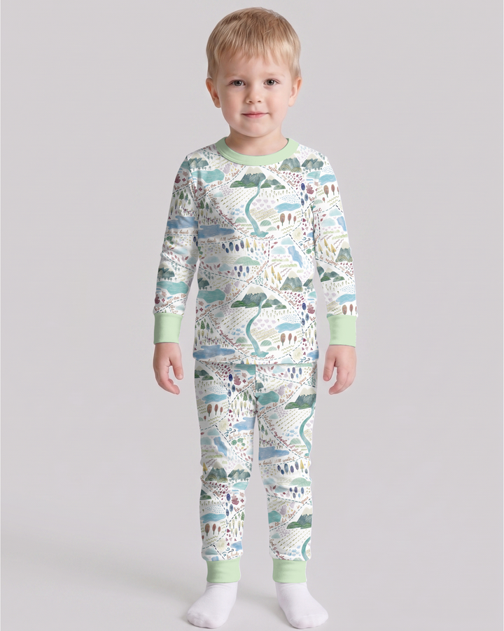 Zweiteiliges Langarm-Pyjama-Set mit Sommerfrüchten