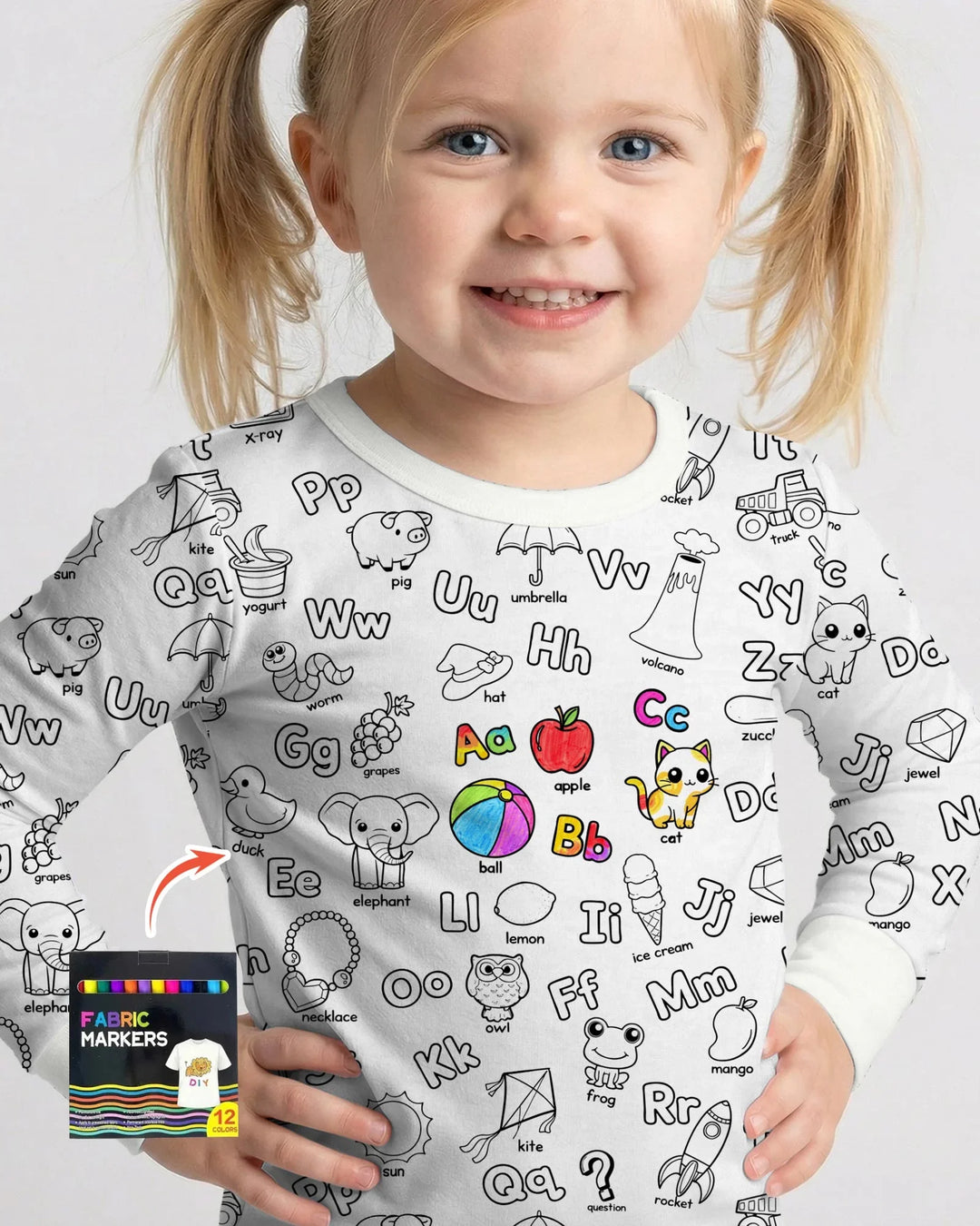 Zweiteiliges Langarm-Pyjama-Set mit Sommerfrüchten