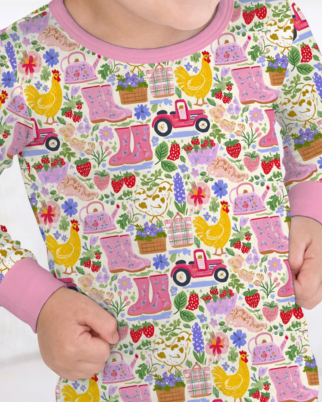 Zweiteiliges Langarm-Pyjama-Set mit Sommerfrüchten