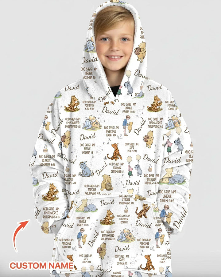 Individueller Name Gott Sagt Ich Bin Klassischer Bär Bambus Decken-Hoodie