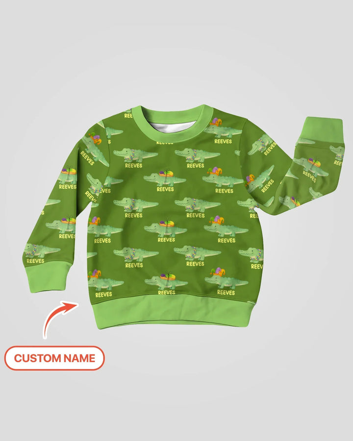 Personalisierbares Mardi Gras Gator Bambus Rundhalsshirt