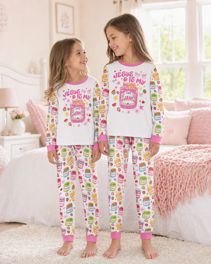 Zweiteiliges Langarm-Pyjama-Set mit Sommerfrüchten