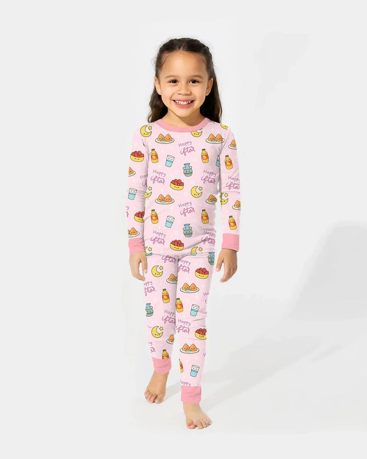 Zweiteiliges Langarm-Pyjama-Set mit Sommerfrüchten