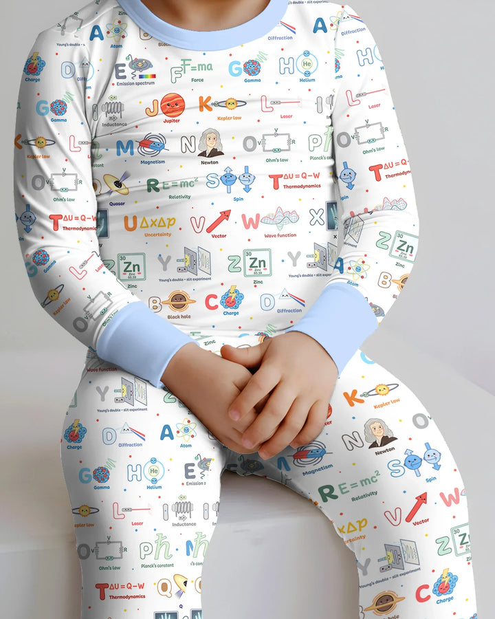 The Physics Alphabet Bamboo Two Piece Long Sleeve Pajama Set