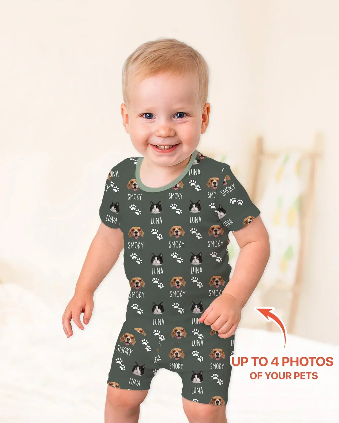 Zweiteiliges Pyjama-Set mit kurzen Ärmeln und Shorts im Sommer-Design