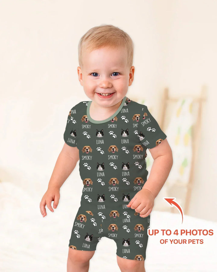 Zweiteiliges Pyjama-Set mit kurzen Ärmeln und Shorts im Sommer-Design