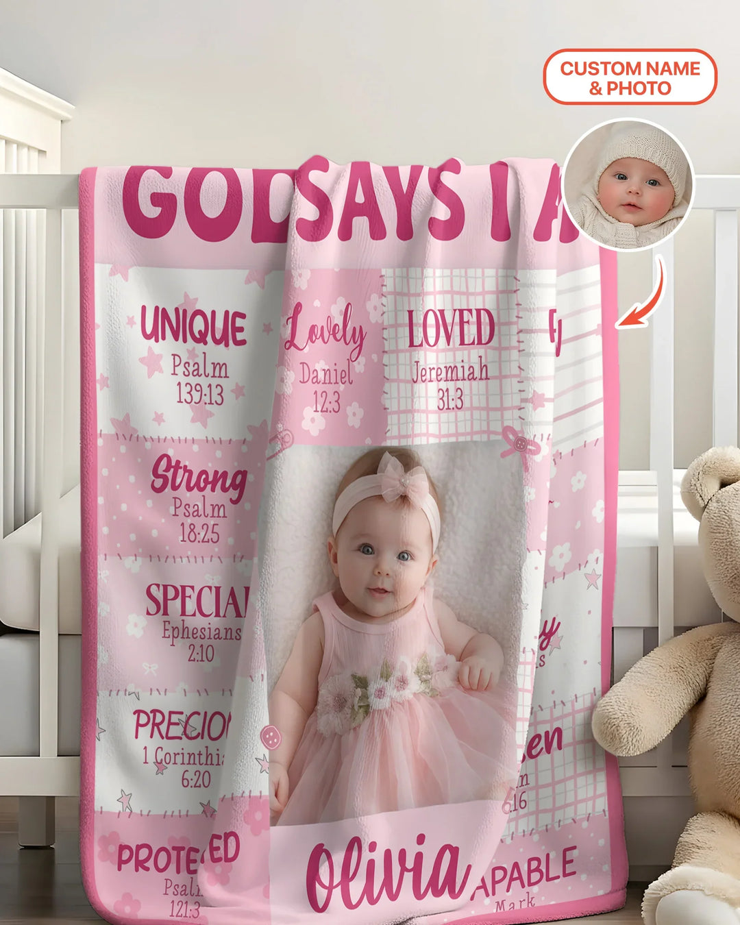 Custom Photo God Says I Am Bamboo Blanket