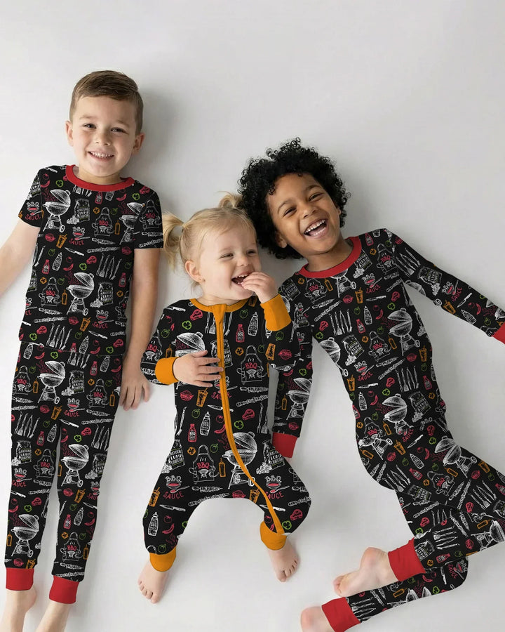 Zweiteiliges Langarm-Pyjama-Set mit Sommerfrüchten