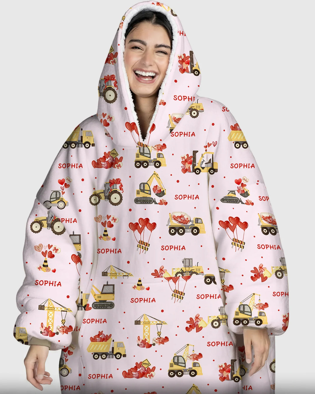Personalisierter Name Valentinstag Trucks Family Matching Bambus Decken-Hoodie