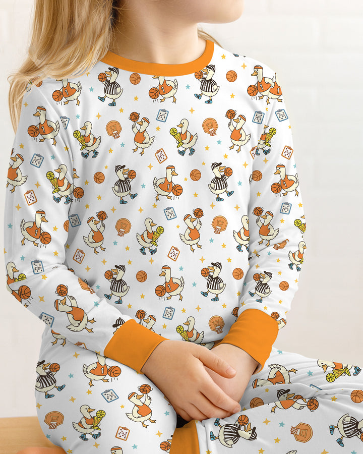 Silly Goose Playing Basketball Bamboo Two Piece Long Sleeve Pajama Set