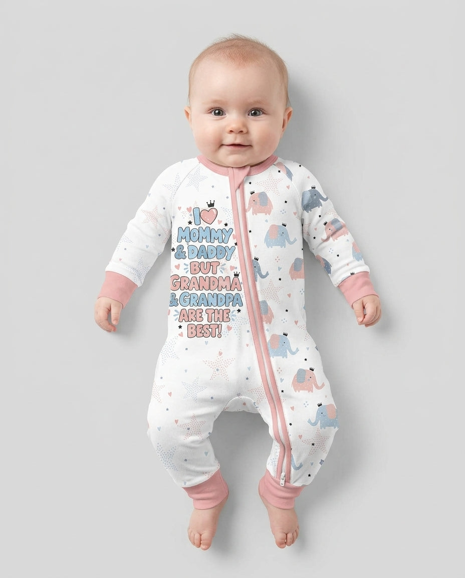 I Love Mommy & Daddy, but Grandma & Grandpa Are the Best! Bamboo Convertible Zippy