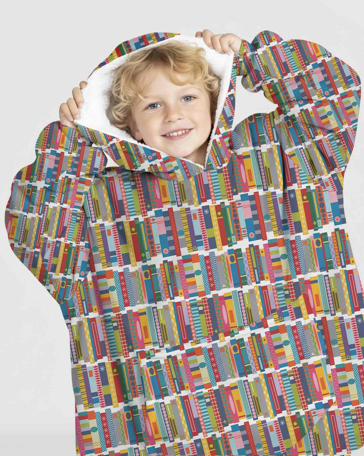 Rainbow Bookshelf Bamboo Blanket Hoodie