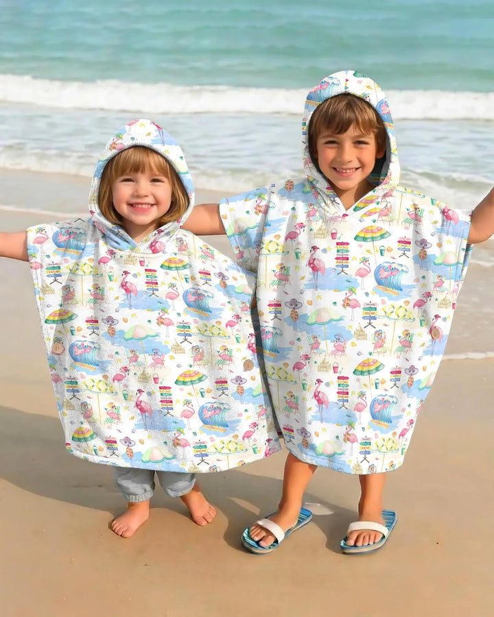 Flamingo Beach Family Matching Bamboo Swim Poncho
