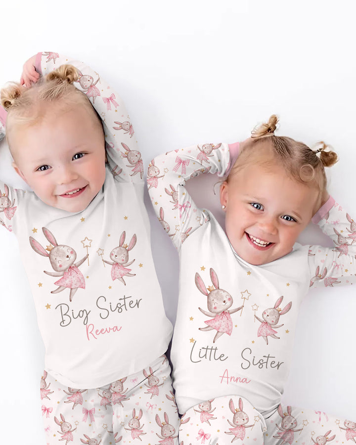 Bunny Wishes Sister Matching Bamboo Two Piece Long Sleeve Pajama Set