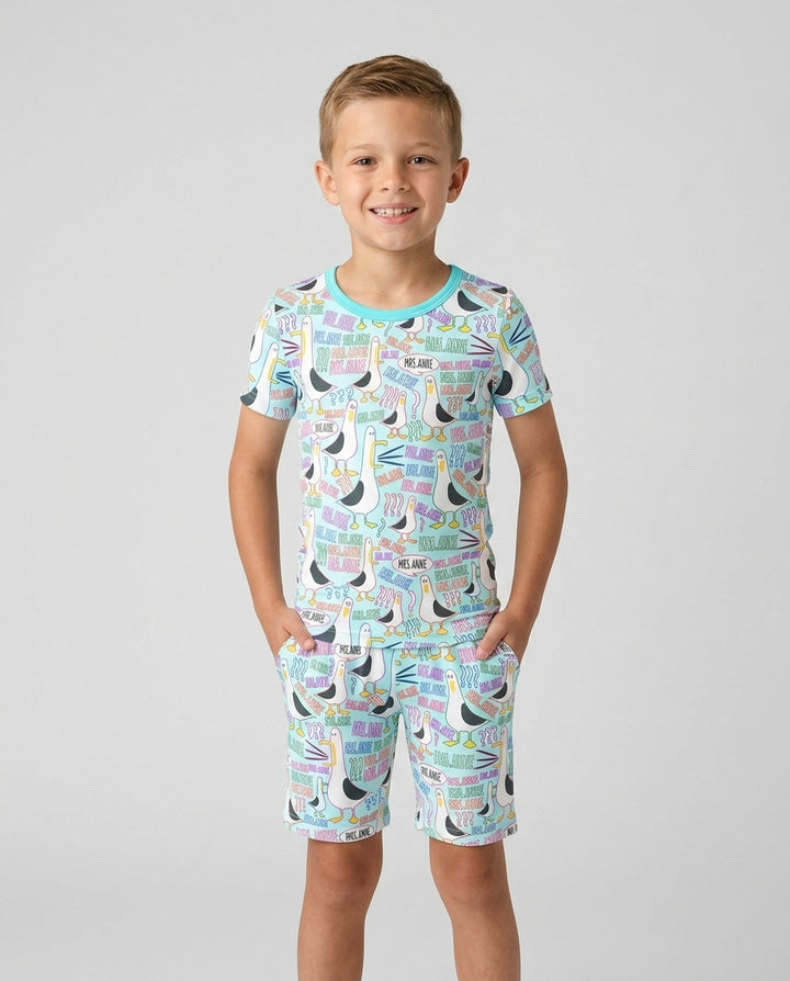 Schlafanzug-Set zweiteilig, kurze Ärmel, kurze Hose, Bambus