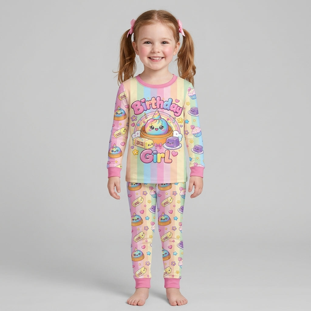 Personalized Squishy Party Birthday Girl Bamboo Two Piece Long Sleeve Pajama Set