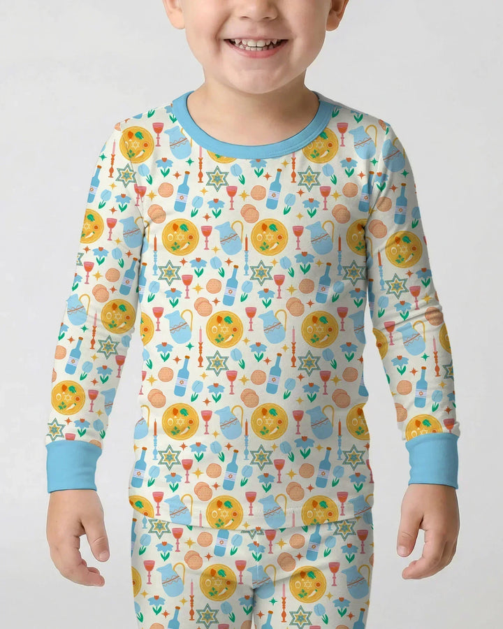 Pesach Sameach Matching Family Bamboo Two Piece Long Sleeve Pajama Set