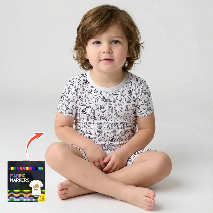 Template Zweiteiliges Pyjama-Set mit kurzen Ärmeln und Shorts