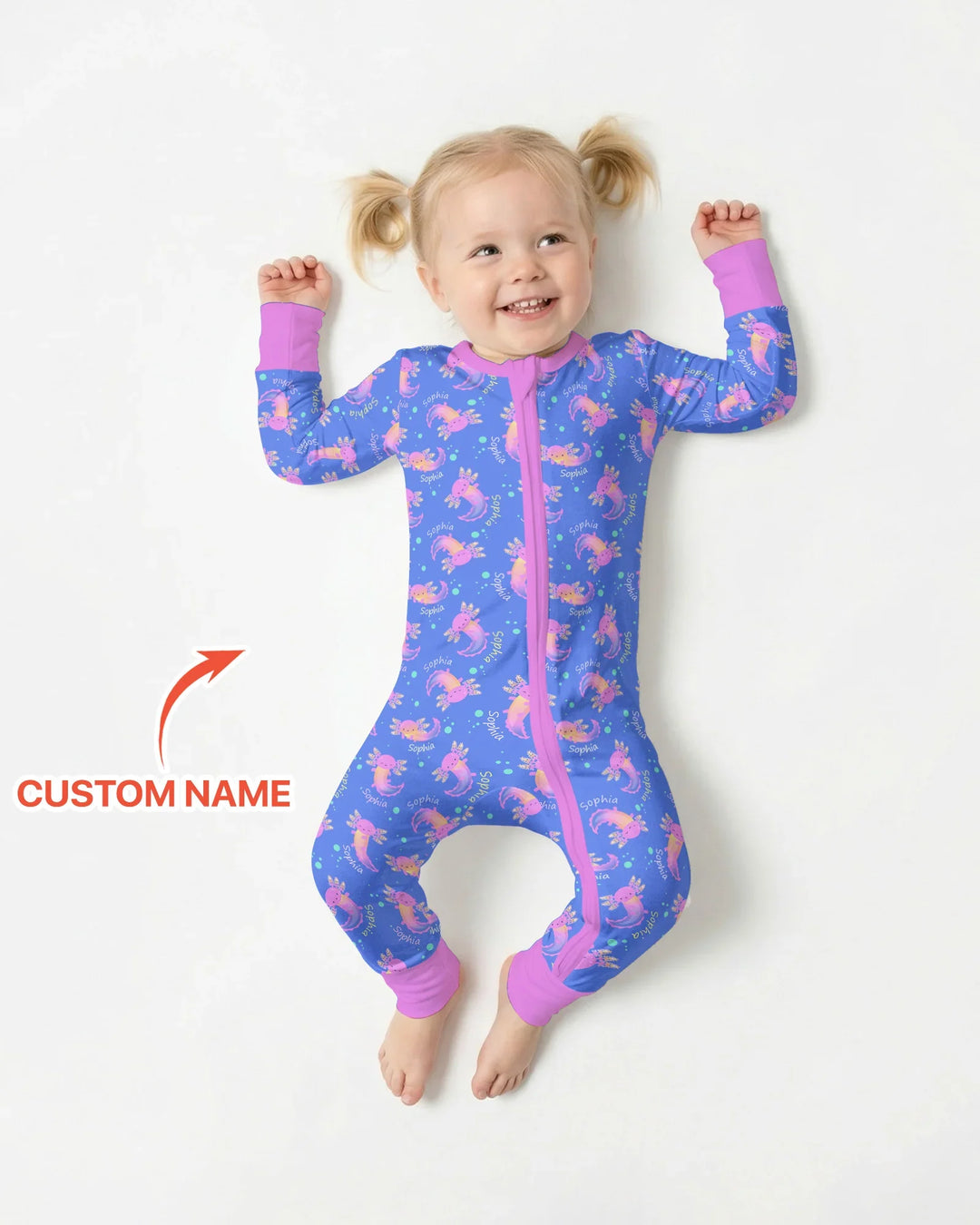 Axolotl Glow Custom Name Bamboo Convertible Zippy