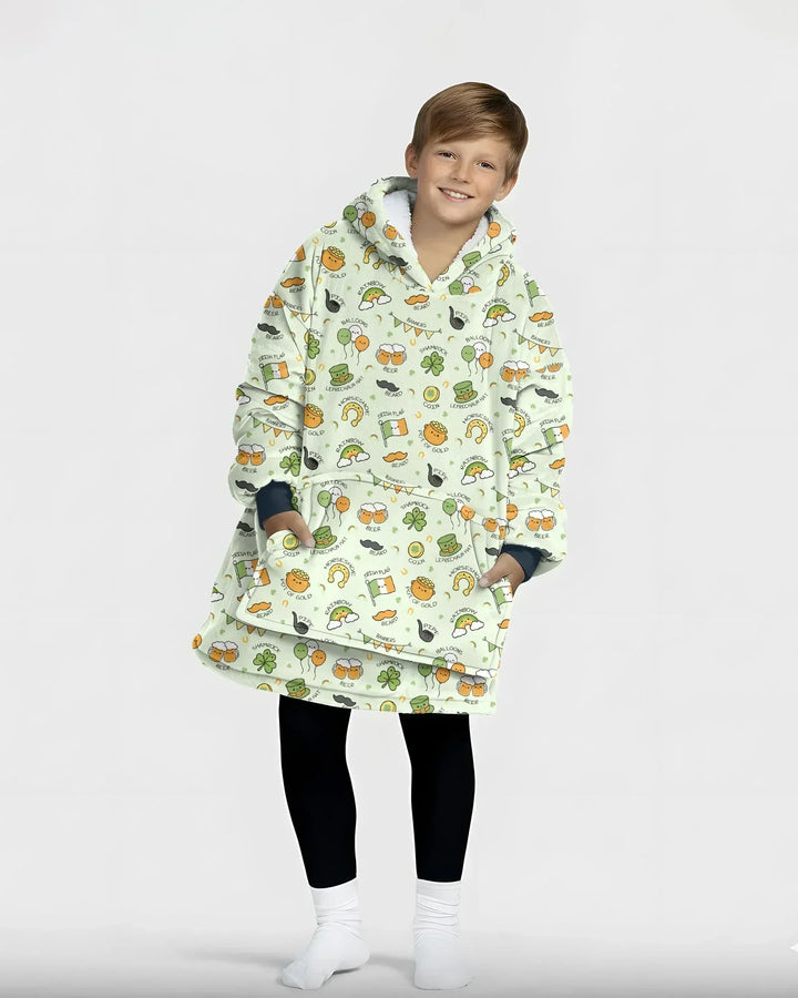 Kawaii St. Patrick's Day Tragbarer Bambus-Decken-Hoodie