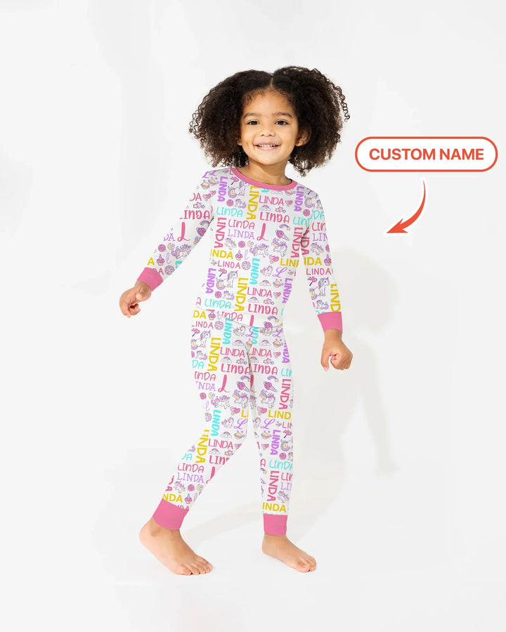 Zweiteiliges Langarm-Pyjama-Set mit Sommerfrüchten