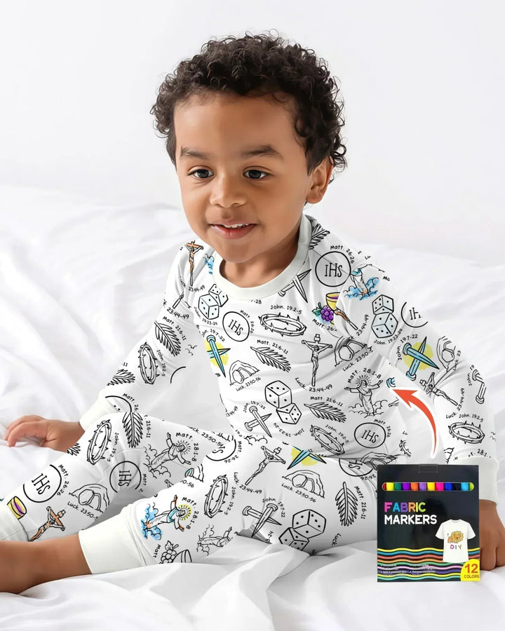 Zweiteiliges Langarm-Pyjama-Set mit Sommerfrüchten