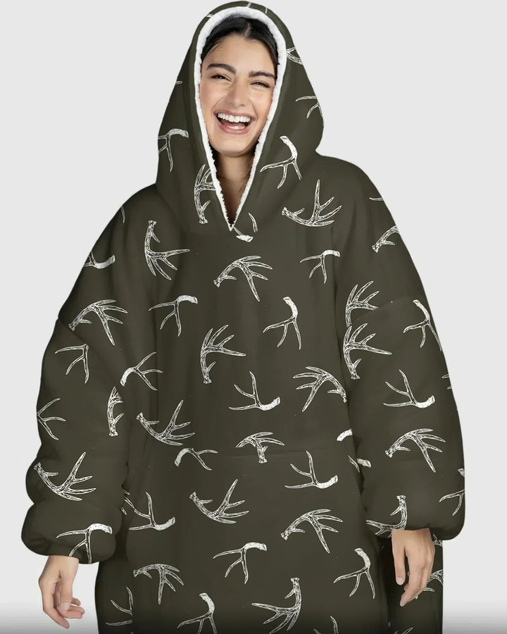 Antlers Minimalism Tragbarer Bambus-Deckenhoodie