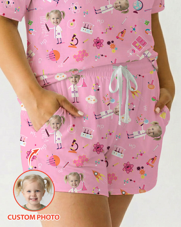 Custom Image Chemical Laboratory Bamboo Women Short Sleeve Short Pajama Set