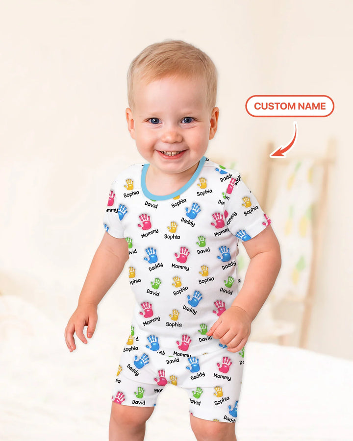 Zweiteiliges Pyjama-Set mit kurzen Ärmeln und Shorts im Sommer-Design