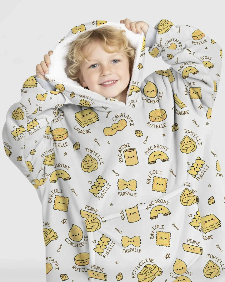 Kawaii Pasta Tragbarer Bambus-Deckenhoodie