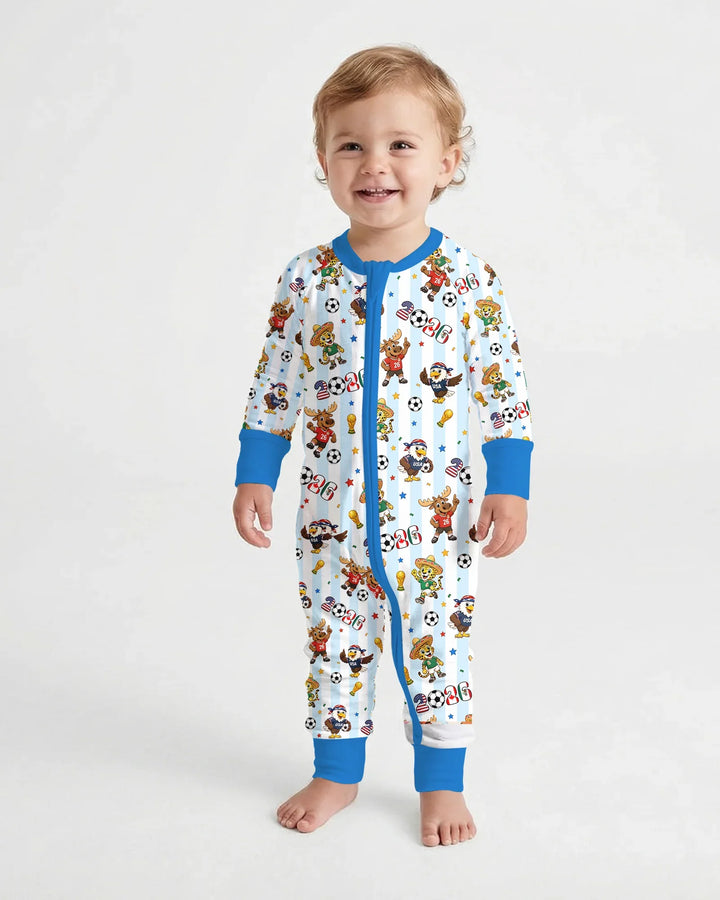 Striped Cute Mascots Soccer Cup 2026 Bamboo Convertible Zippy