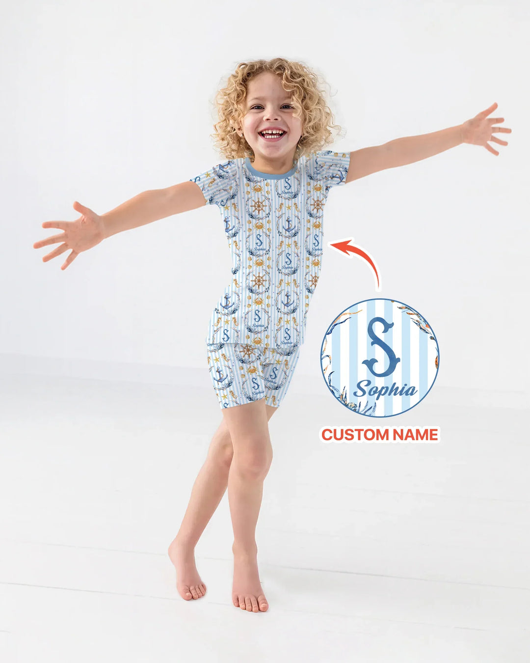 Zweiteiliges Pyjama-Set mit kurzen Ärmeln und Shorts im Sommer-Design